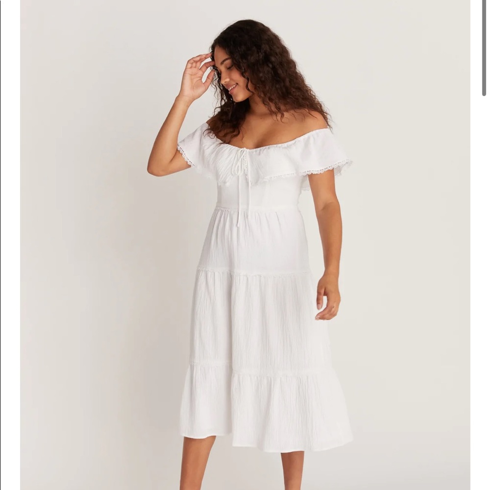 Backyard roses white midi dress